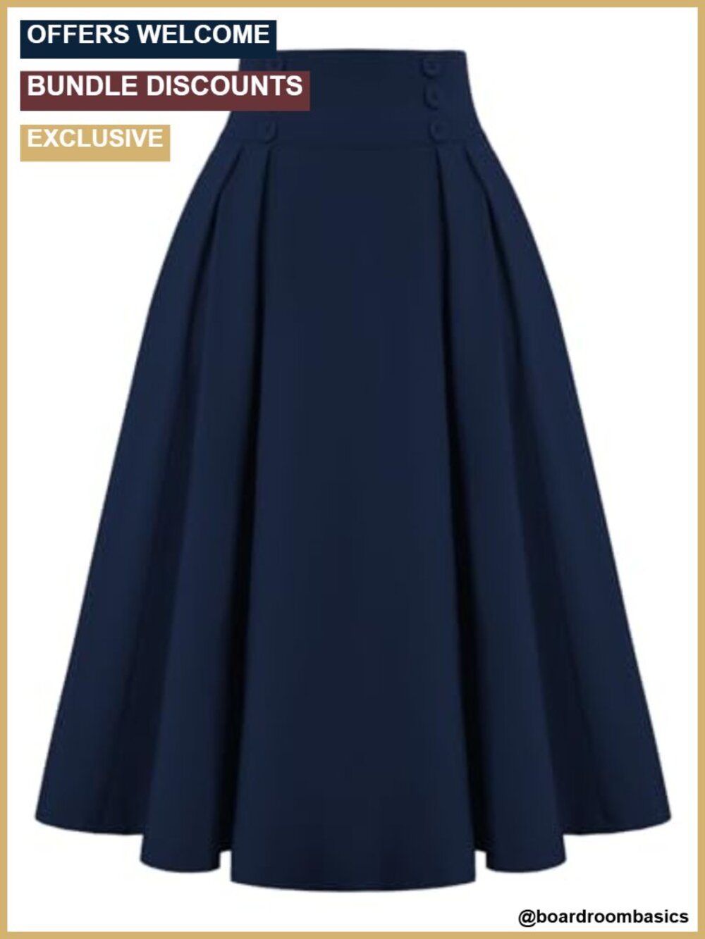 Midi Pleated A-Line Skirt with Pockets High Waist Women's